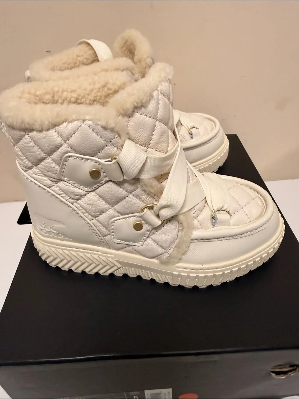 Sorel Quilted Faux-Shearling Winter Boot - Cream